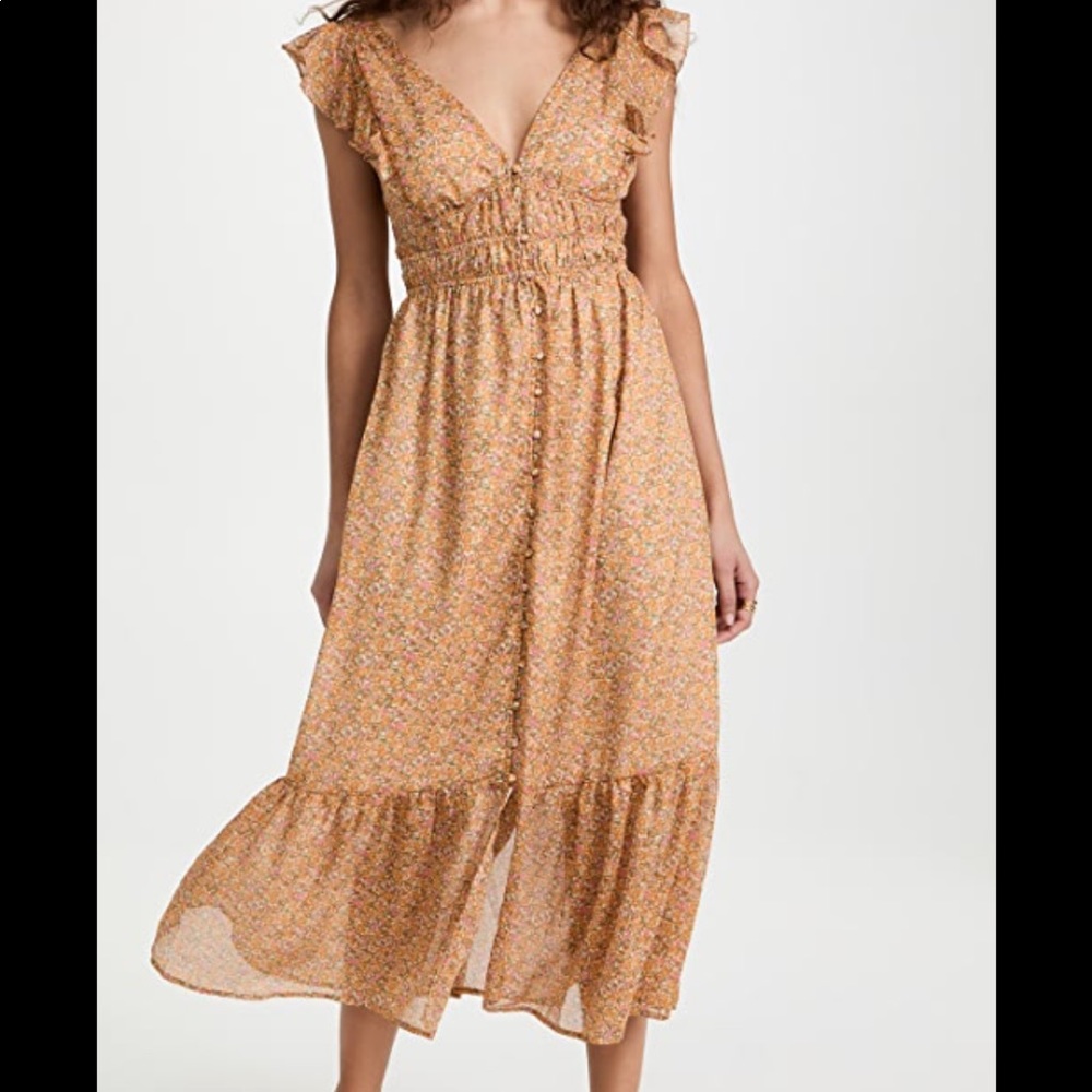 Astr Montreal Floral Ruffle Cutout Midi Dress